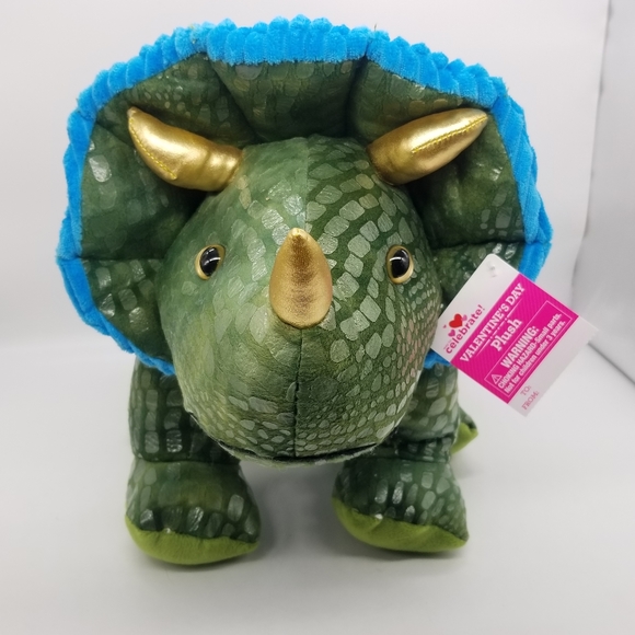 Triceratops Dinosaur Plush Valentine's Green Triceratops Stuffed Toy New - Picture 1 of 5